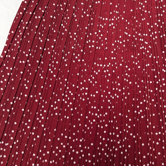 Exlura High Waist Pull On Pleated Polka Dot Maxi Skirt Holiday Disneybounding - Picture 2 of 9